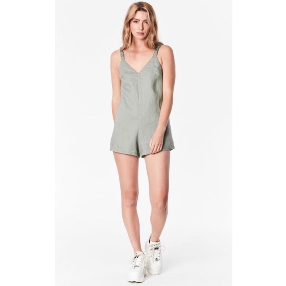 Seek the Label Linen Playsuit with Ruched Straps